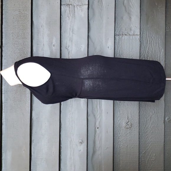 ST JOHN Evening Black Santana Knit Embellished Cutout Cocktail Dress sz 14 - Picture 5 of 8